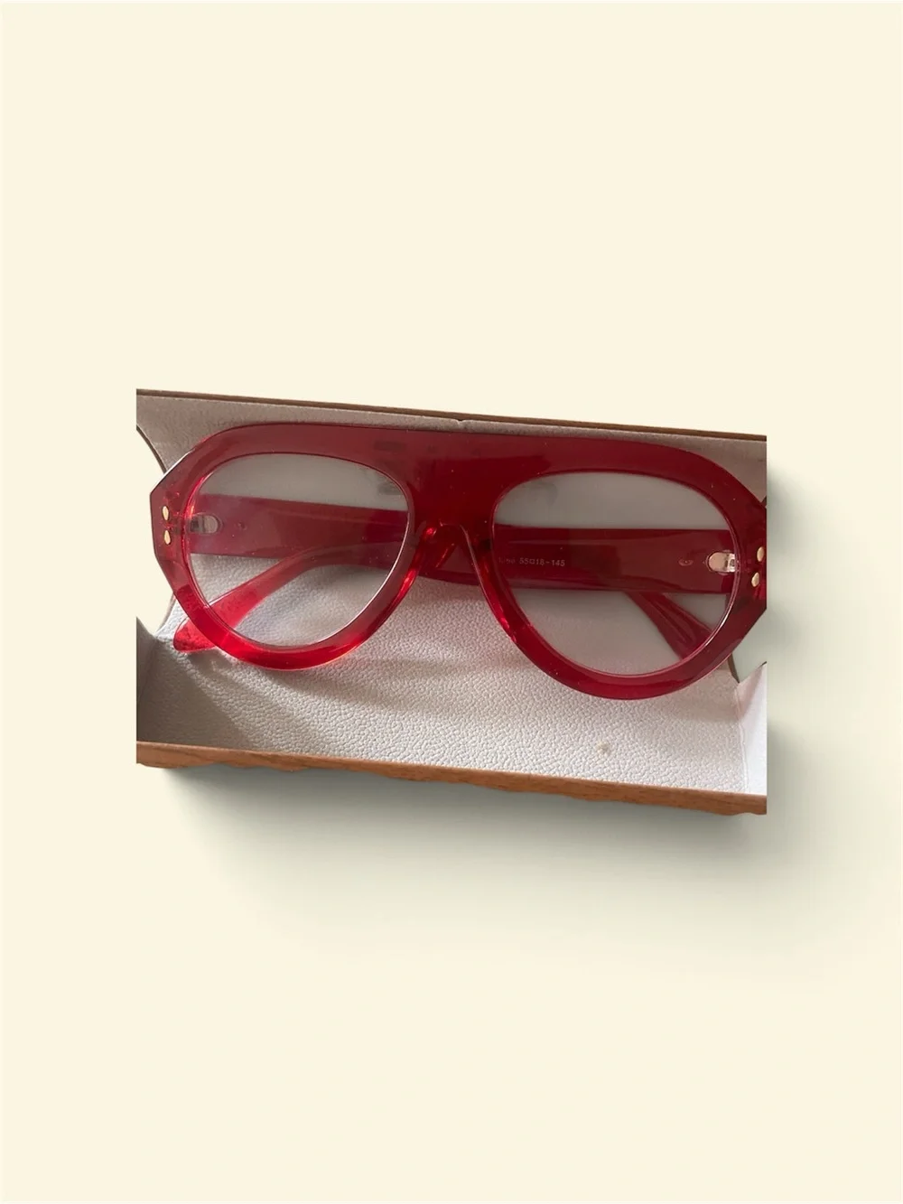 Lakoh Designer Gorgeous Red Oversized Premium Aviator Glasses with Clear lense